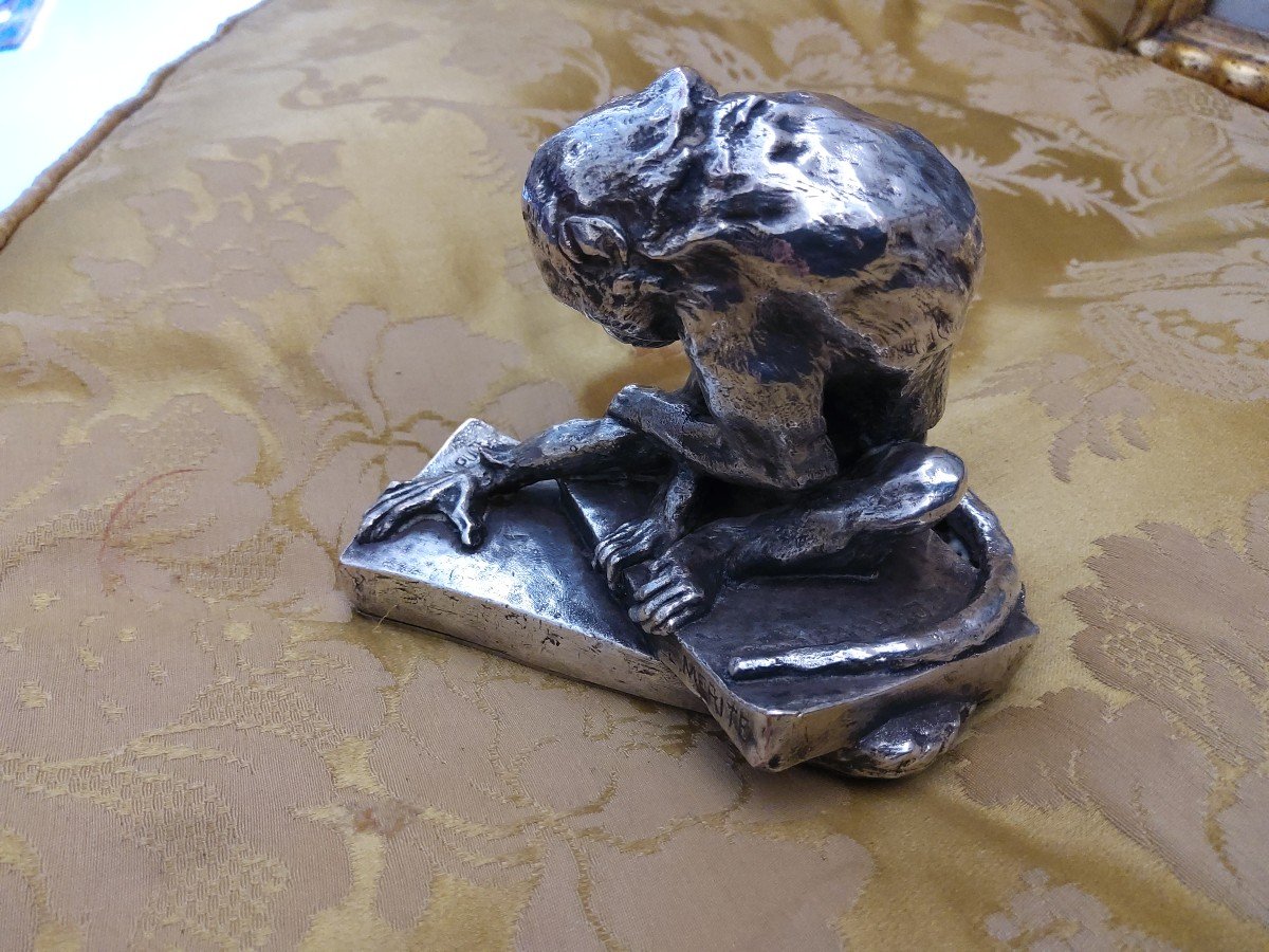 Bronze Argenté "la Puce "par Edouard Paul Merite-photo-2